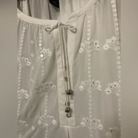 Lane Bryant 22-24 sheer white peasant blouse - Picture 4 of 7